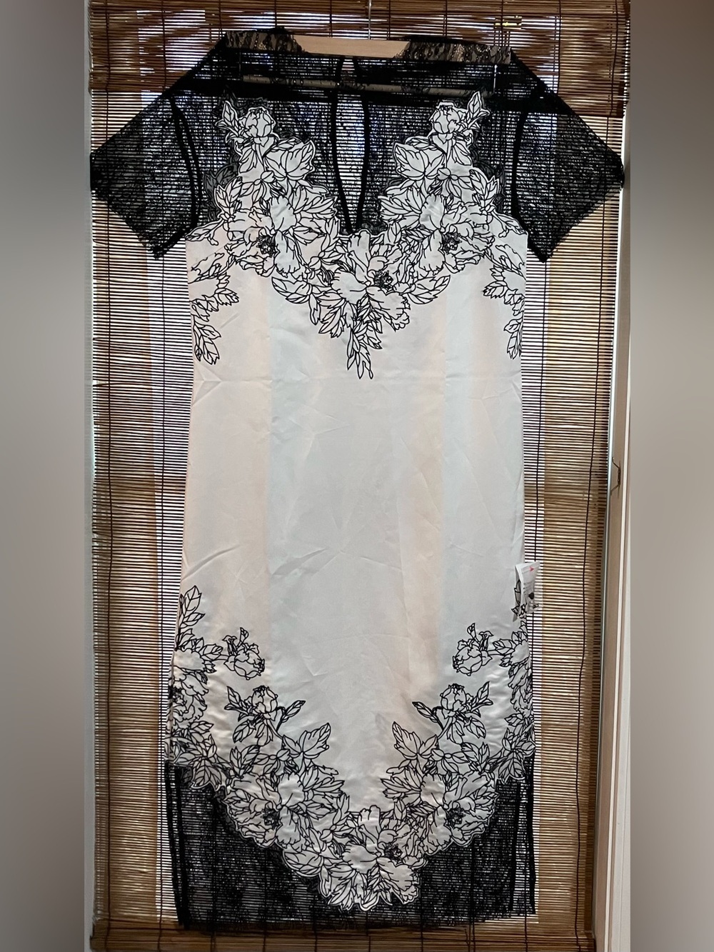 ASOS ARRANGE satin lace applique embroidered column midi dress in ivory - Picture 6 of 15